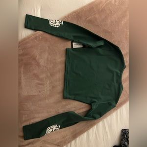 Hunter Green Darc Sports Long Sleeve Crop Top